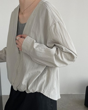 ジップフロントVネックシャツジャケット 3color A1003