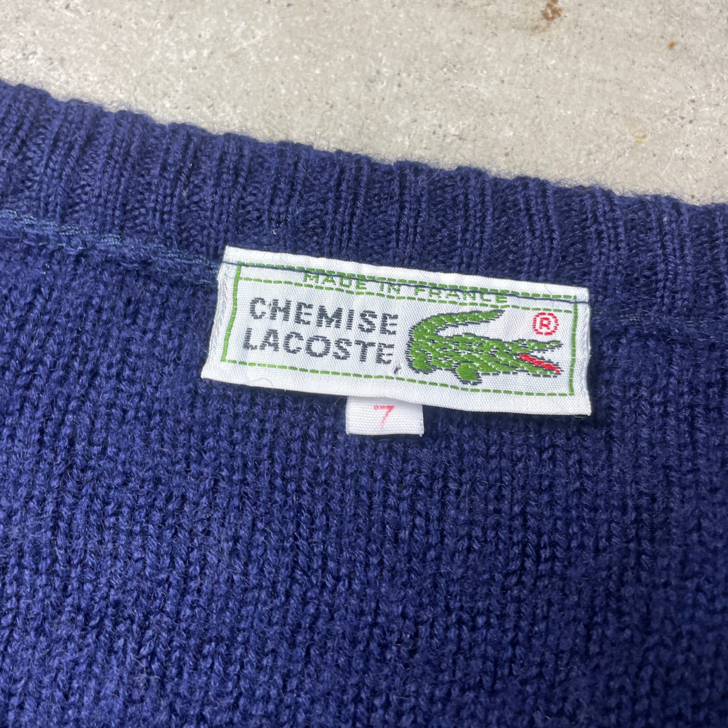 フランス製 70年代 LACOSTE ラコステ ウール×アクリル Vネック