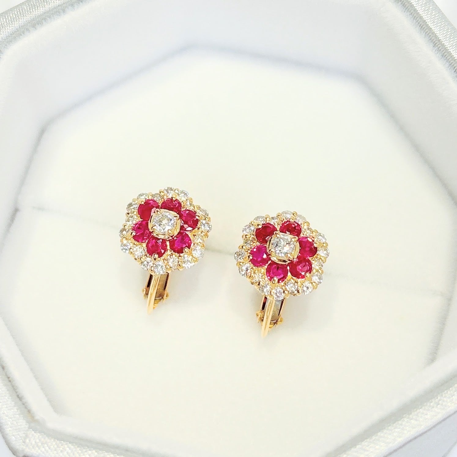 エ*ル様 新品 天然ダイヤモンド 計0.37ct Pt900 K18 K14WG 7963M】K18WG 天然ルビー 天然ダイヤモンド 3.15ct/0.22ct/6.7g