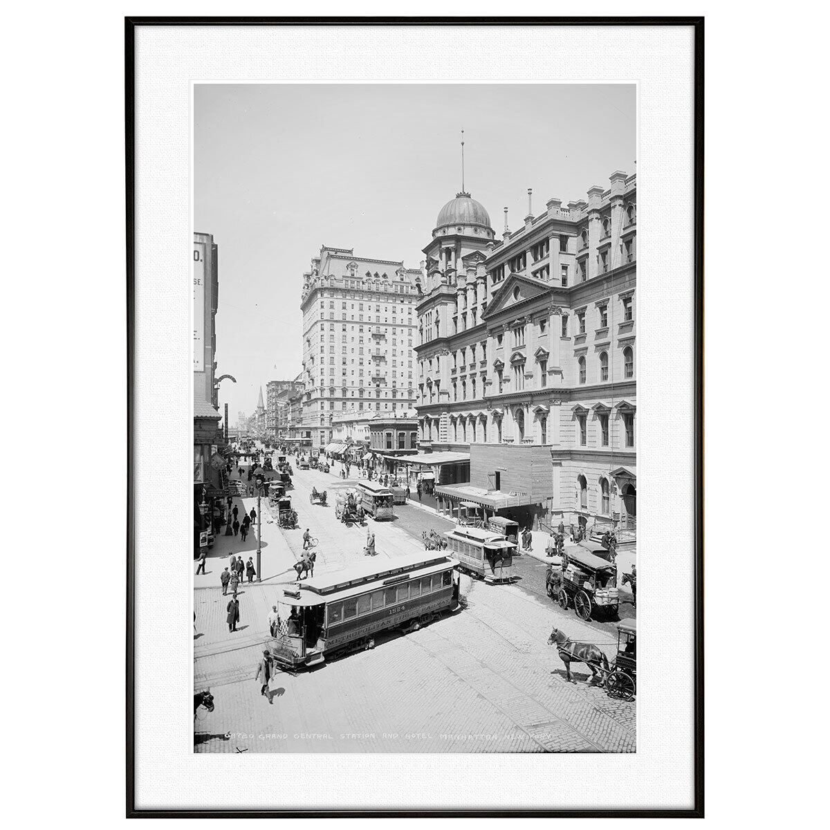 アメリカ写真 1900年頃 グランド・セントラル駅とホテル・マンハッタン インテリアモノクロアートポスター額装 ヴィンテージ写真 AS2201