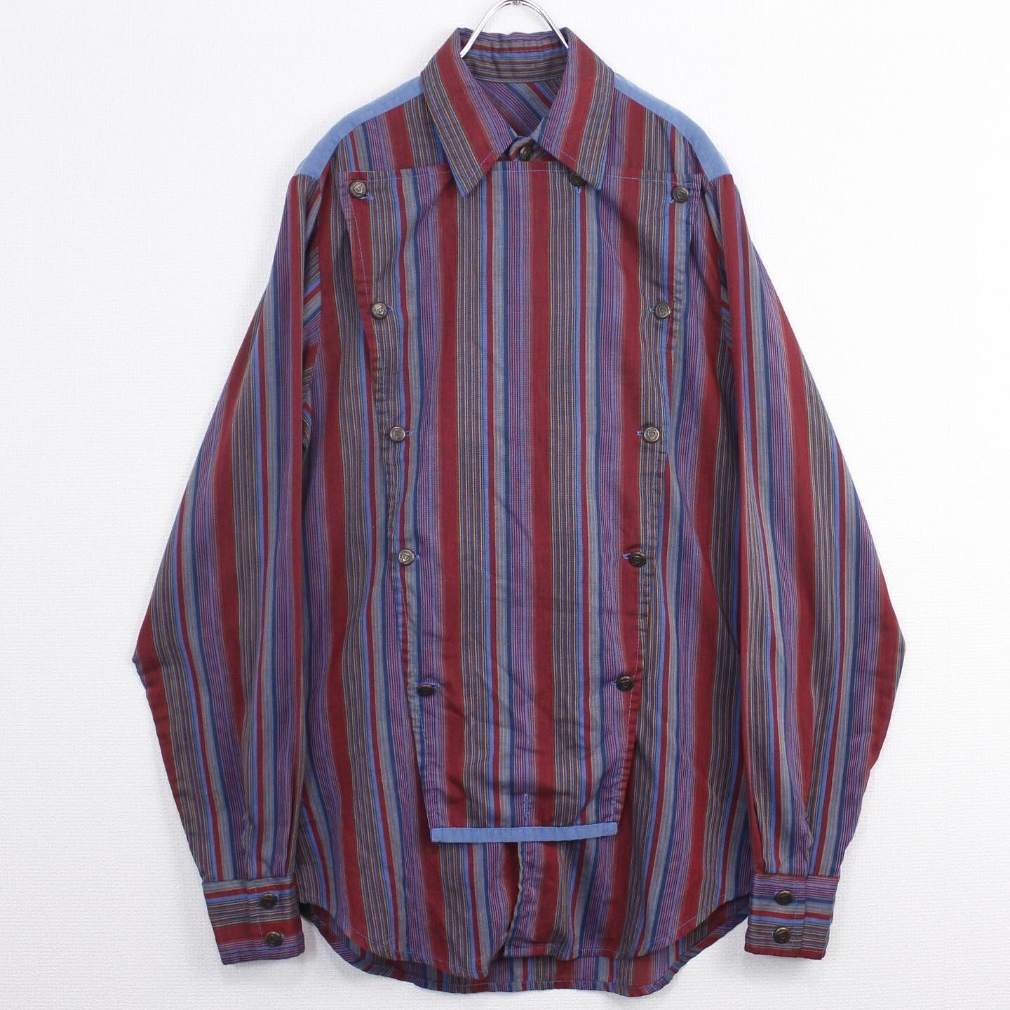 act2】Stripe Switching Denim Cavalry Shirt | Caka(カカ）下北沢古着 