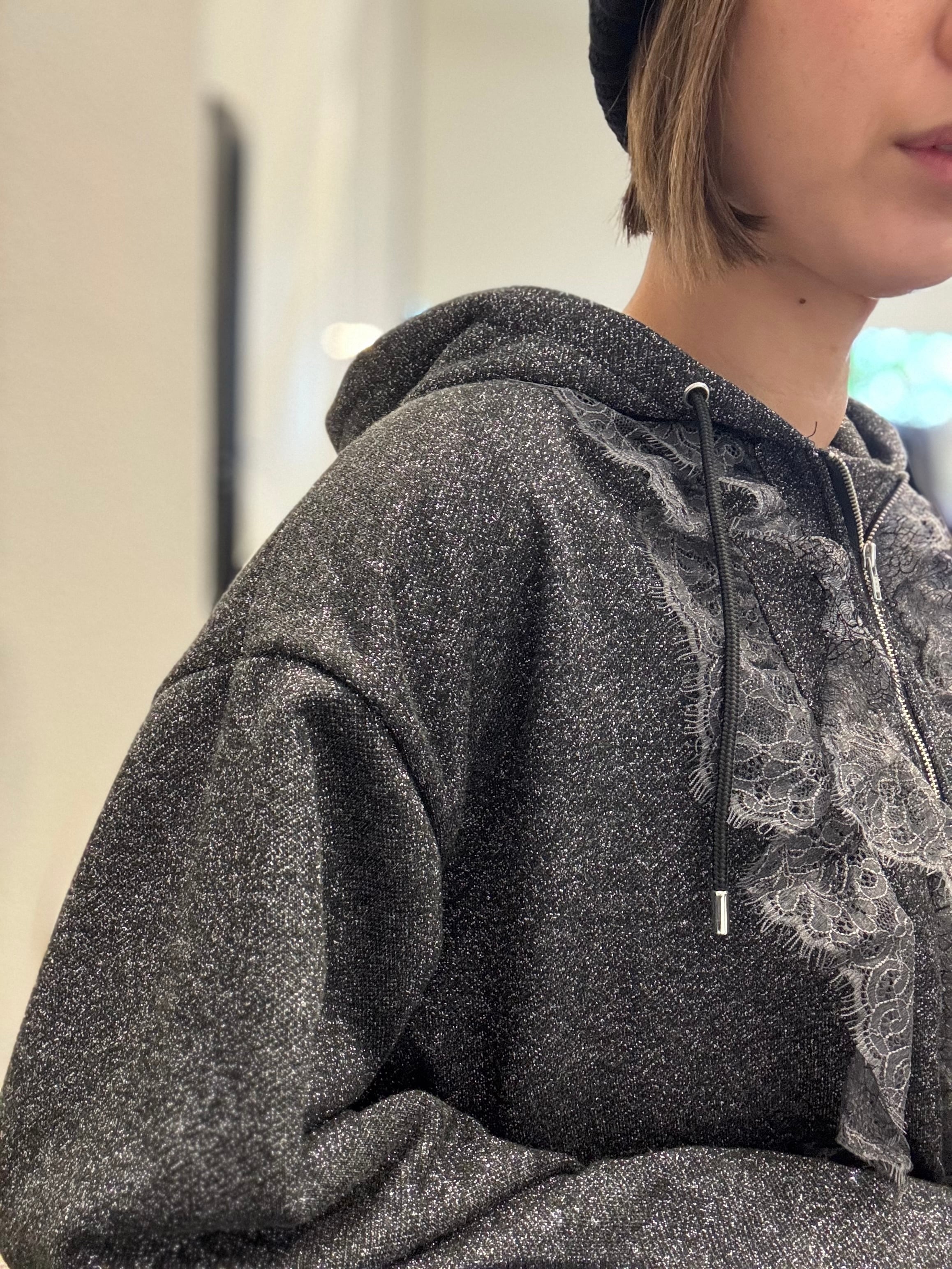 【SELECT】レースフリル装飾ラメパーカー