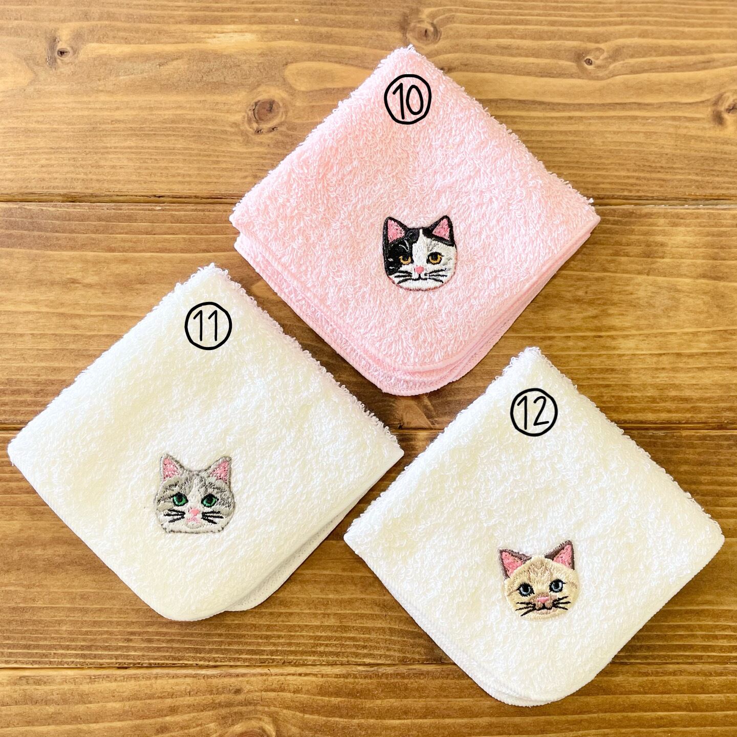 猫刺繍 ハンカチ - ハンカチ