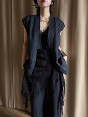 MADE  IN ITALY black summer gilet jacket-5284-7