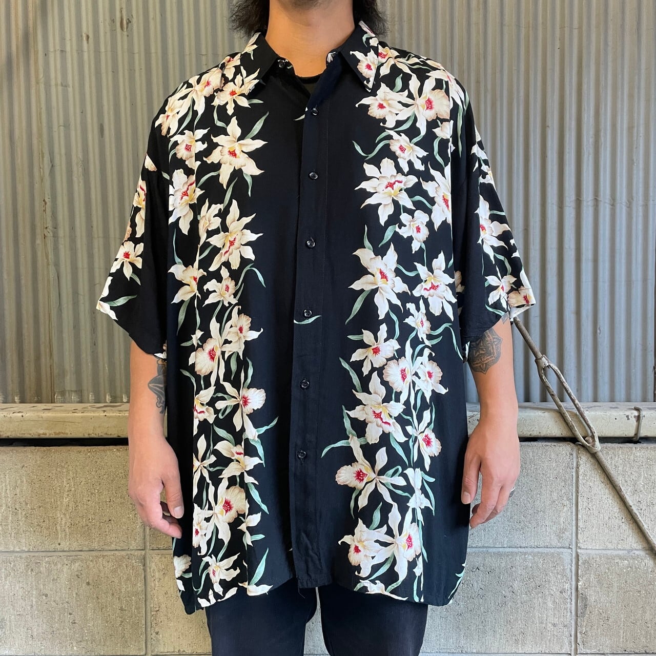 ビッグサイズ PURITAN ピューリタン 総柄 半袖 レーヨン アロハシャツ 
