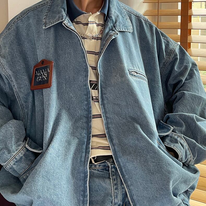 MamaHasGunウォッシュドデニムスタジャン | mblueshop MamaHasGunウォッシュドデニムスタジャン | mblueshop
