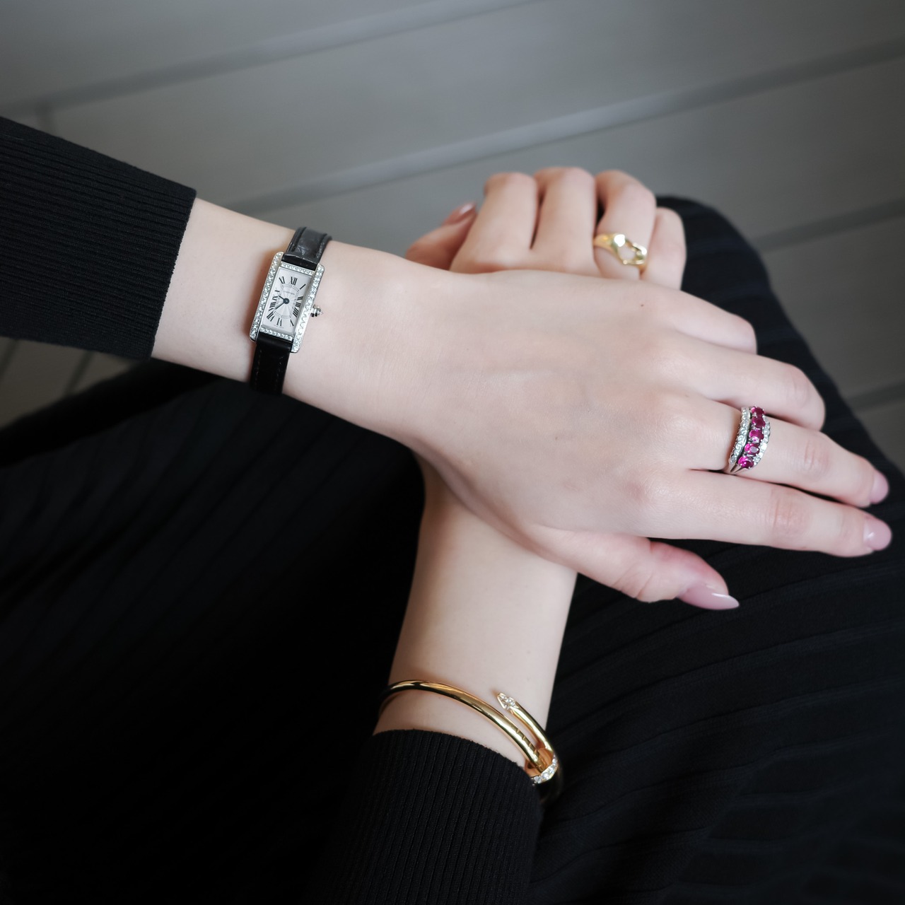 カルティエ タンク アメリカン ミニ WG 純正ダイヤモンド