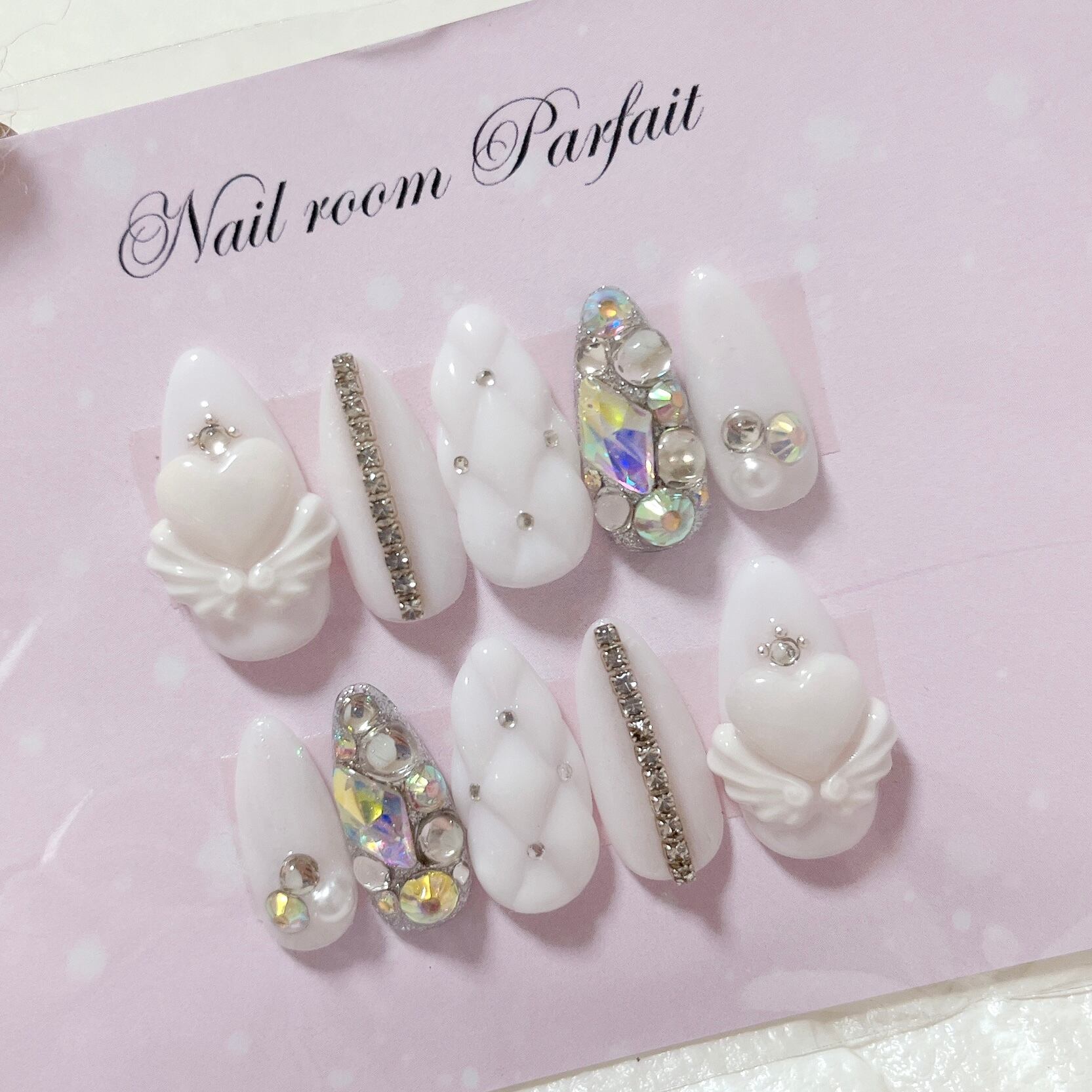 現品販売 ** ハート天使ネイルチップ【ホワイトS】 | Pay ID