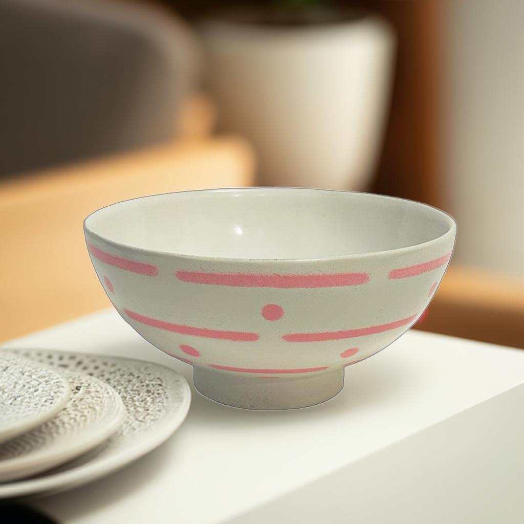 茶碗【ピンク独楽】（ちゃわん・ぴんくどくらく）11.6cmサイズ 割れ