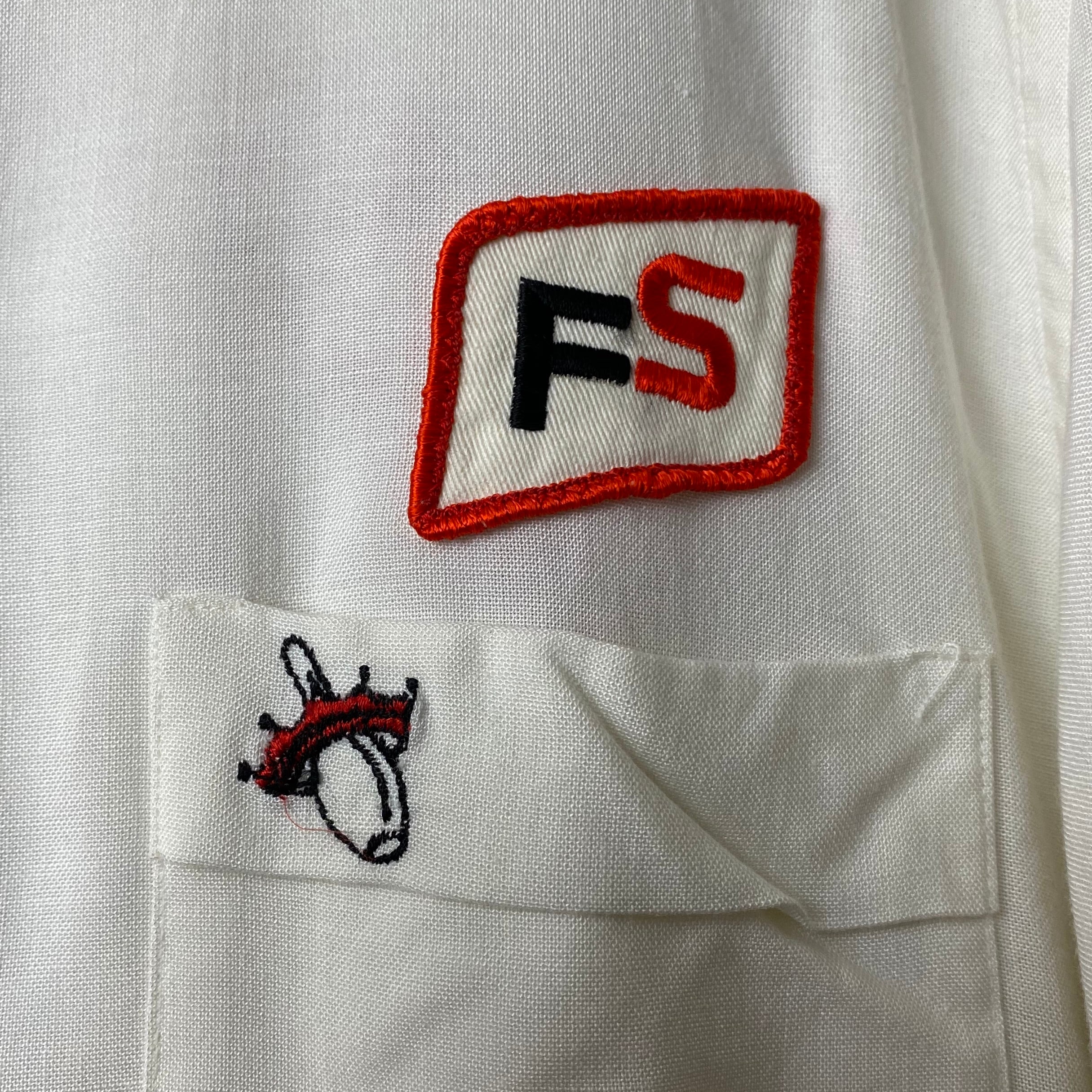 vintage 1960's white color back chain stitch bowling shirt | NOIR