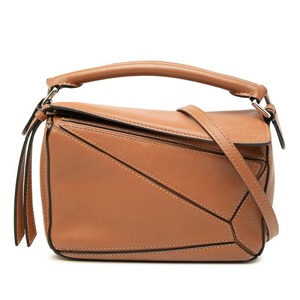 ロエベ パズルバッグ ミニ ハンドバッグ ショルダーバッグ 2WAY ブラウン レザー レディース LOEWE 【中古】