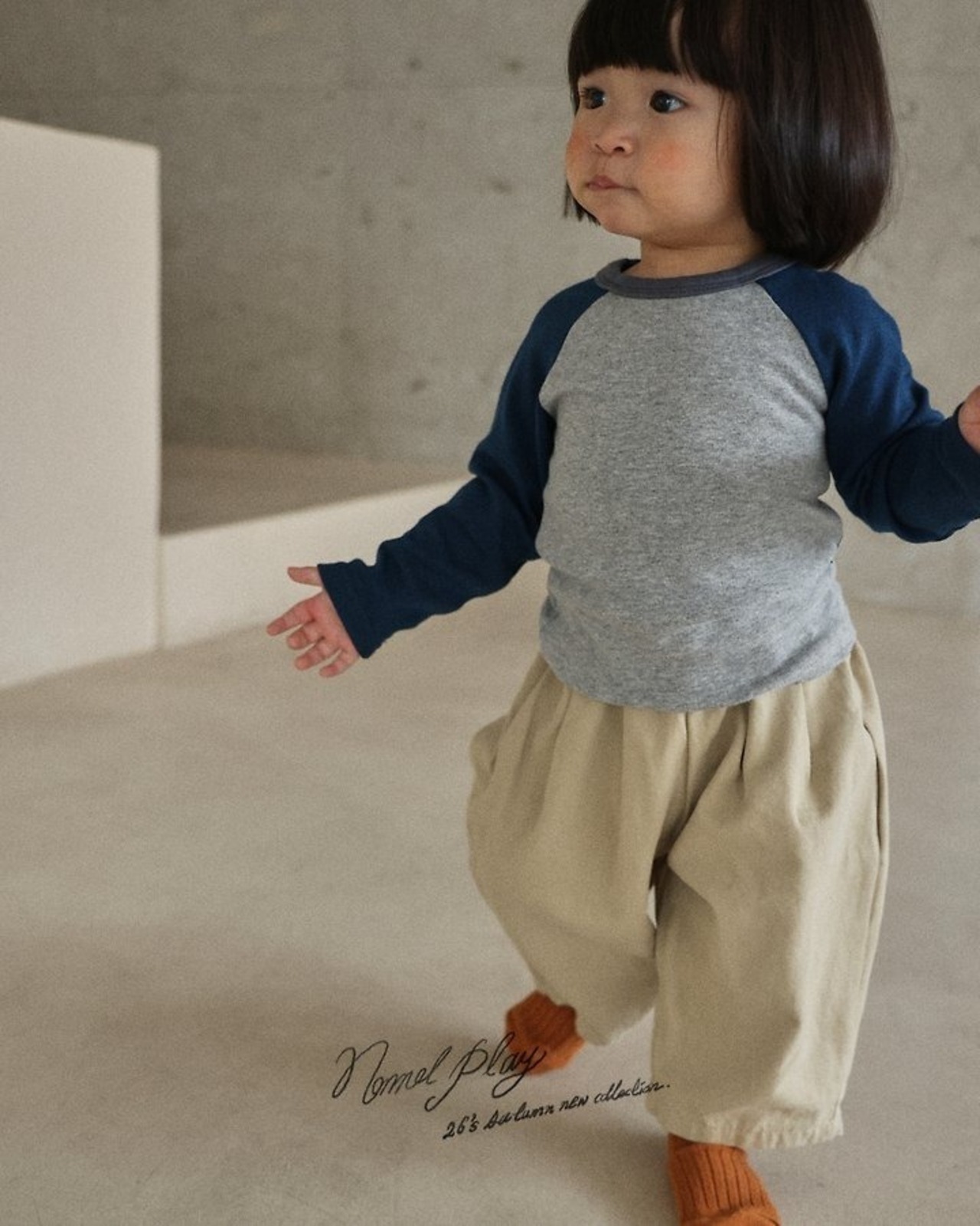 韓国子供服 / 26Autumn / normalplay / フライスコンビTシャツ / キッズ / 秋服 *12M~L*