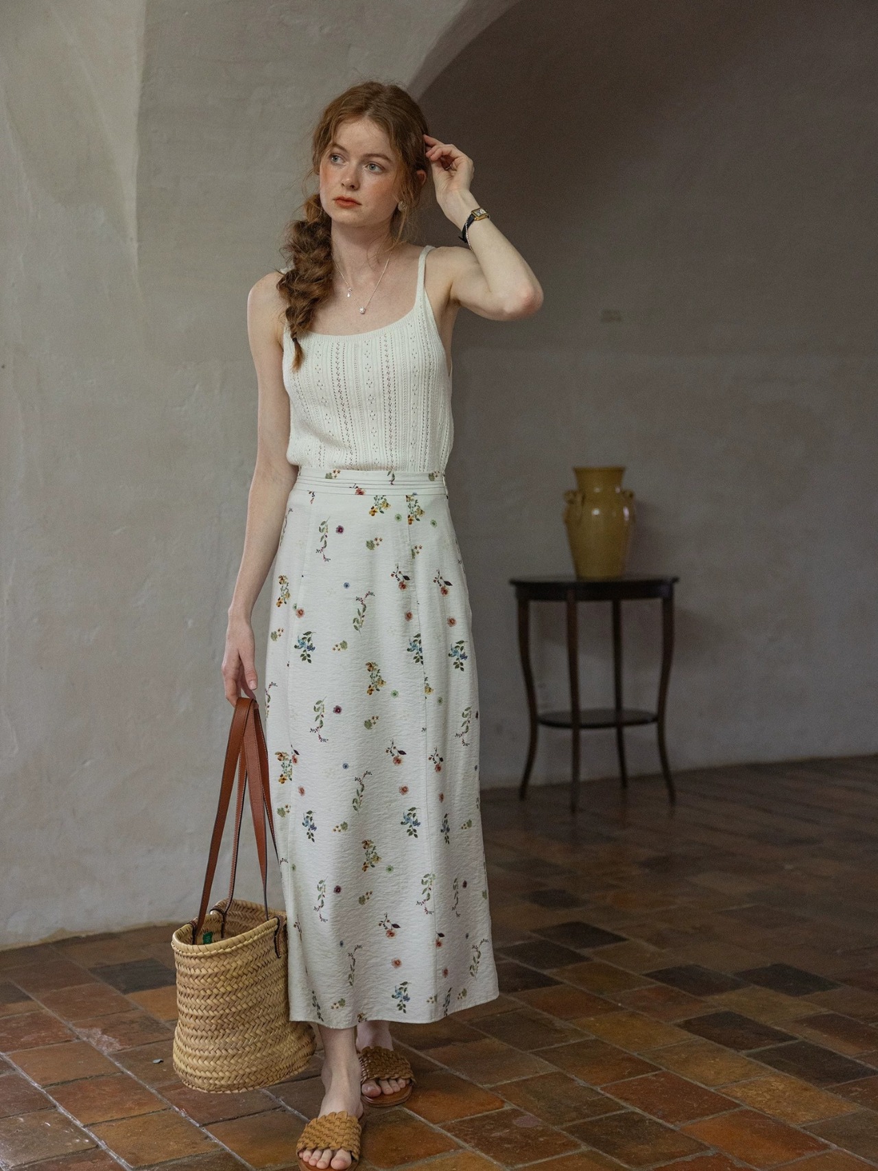 Prairie Ditsy Floral Long Skirt F0765