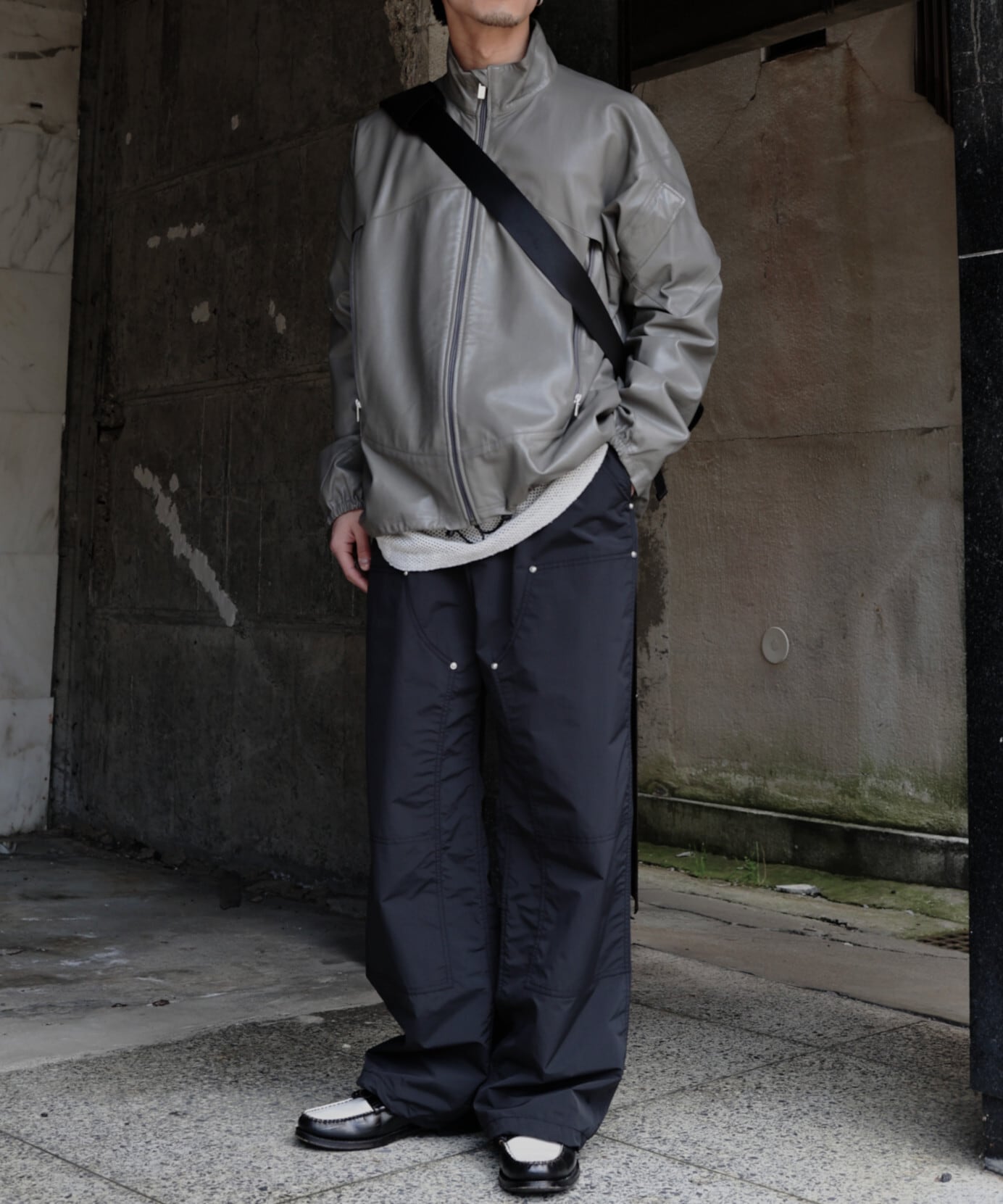 UNUSED / UW1193 DOUBLE KNEE NYLON PANTS (BLACK) | AfterSchool