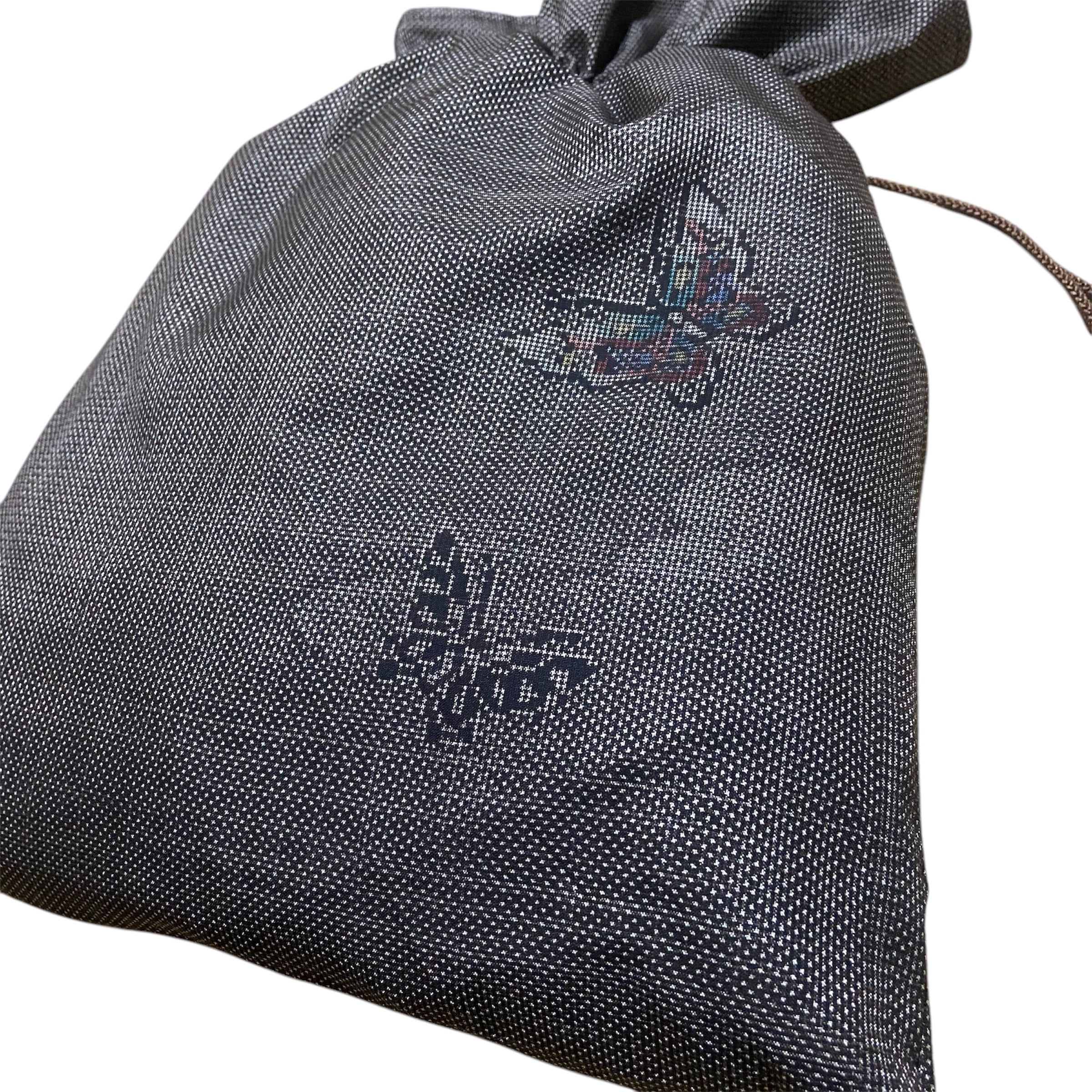 大島紬 トートバッグ 舞蝶文様 巾着 ハンドメイド リメイク | ひょろがり