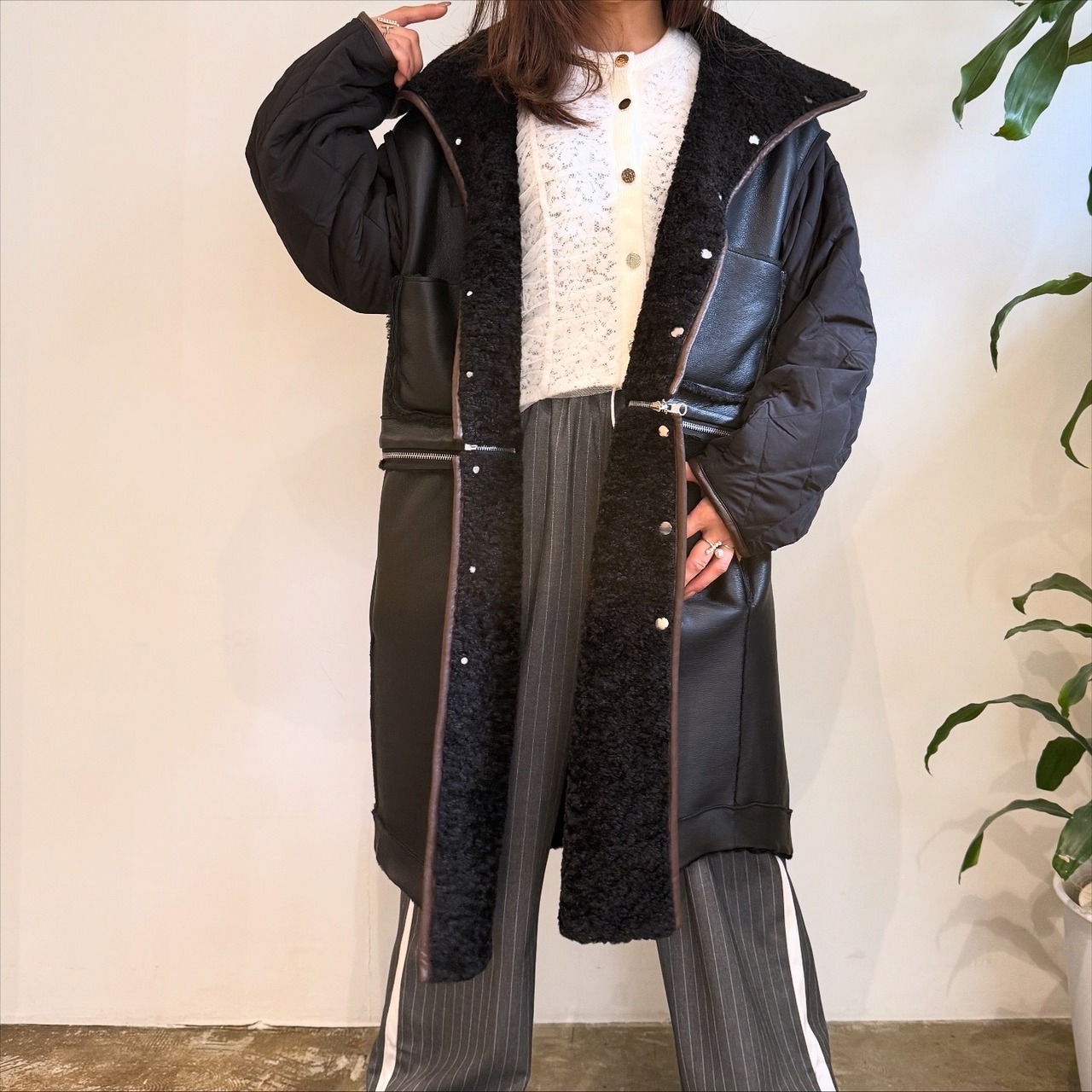 エイミーロウ  Eimee Law リバーシブルムートン丈2Wayコート