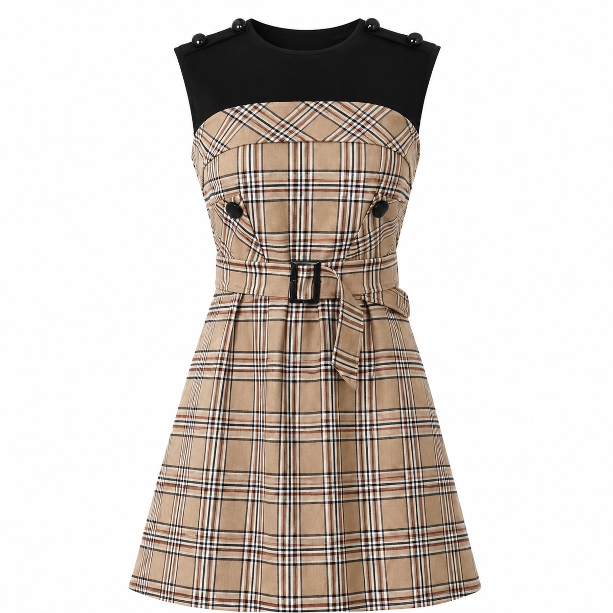 Lumignon original ♥Layered check belt dress【キャメル】 | Lumignon