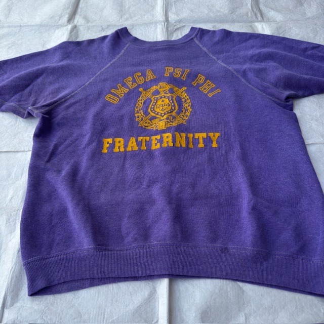 フラタニティ 半袖スウェット 60s Omega Psi Phi 三段プリント ヴィンテージ古着 画像2