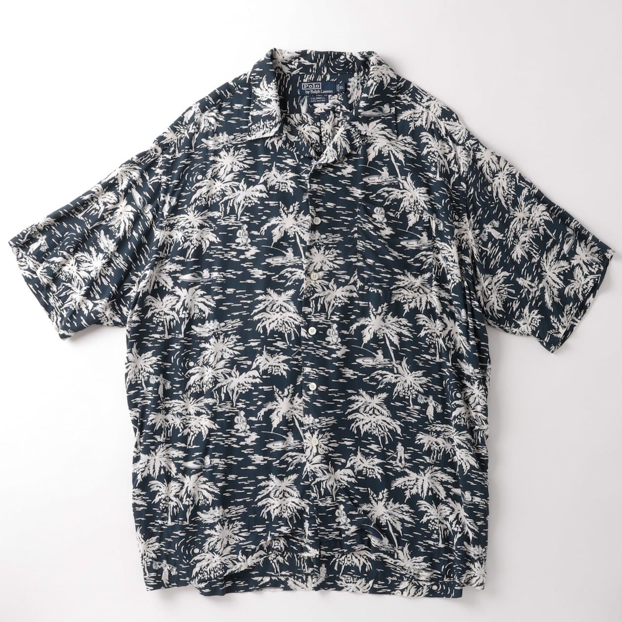 極美品】90s Ralph Lauren special rayon open collar shirt big size 