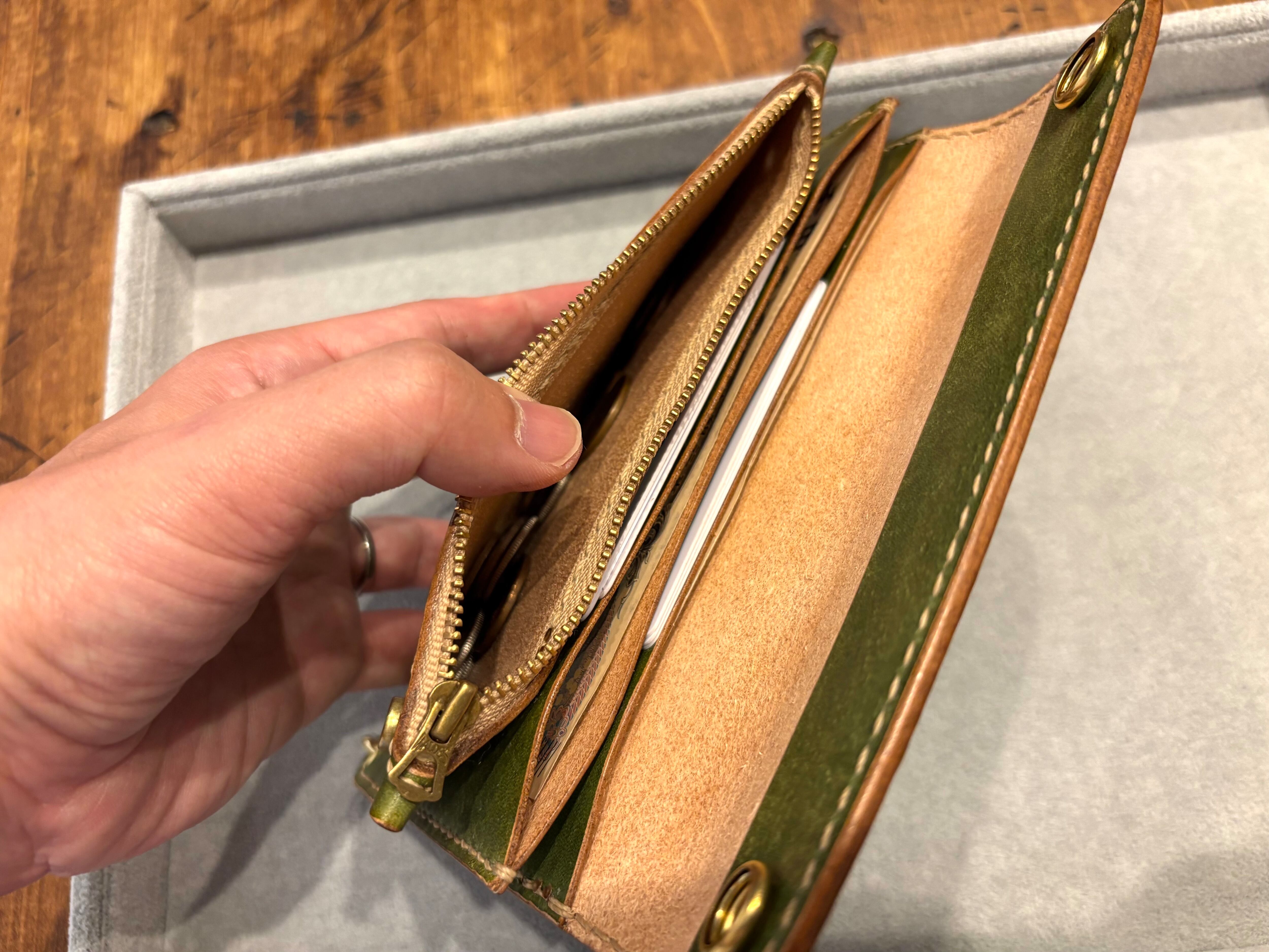 トラッカーウォレット TW01-GR 緑 グリーン 長財布 本革 | ashitae