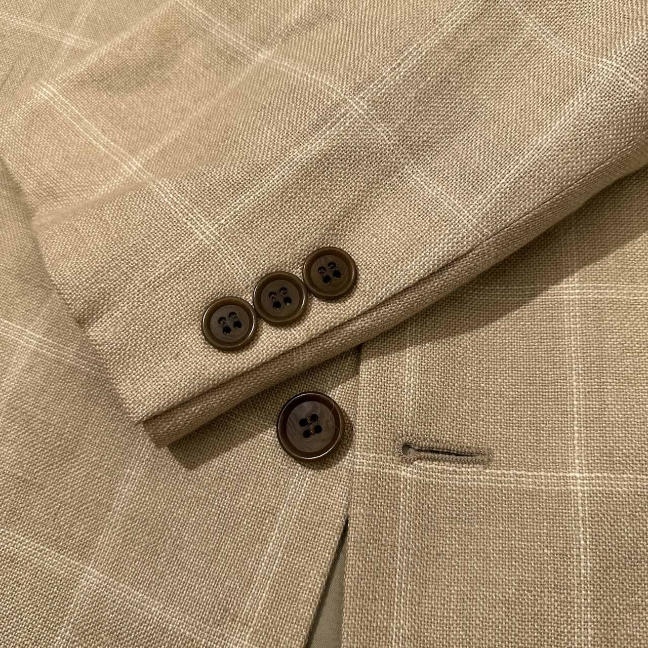 Brooks Brothers ブルックスブラザーズ シルク&リネン チェック柄 2B テーラードジャケット サイズ 42SHT /ベージュ