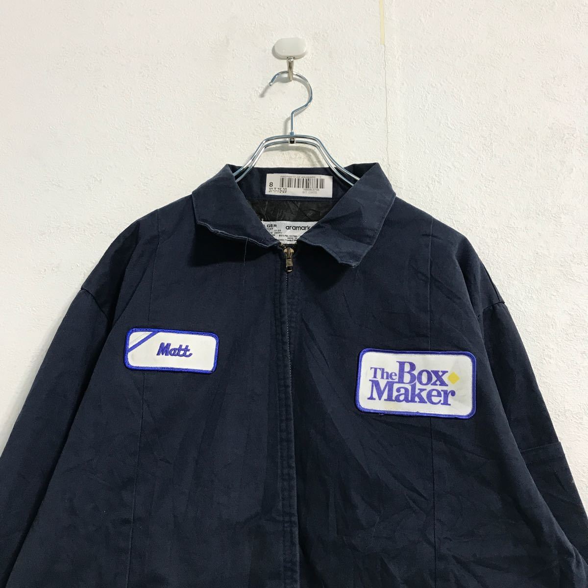 aramark ワーク ジャケット L ネイビー ジップアップ 古着卸 アメリカ