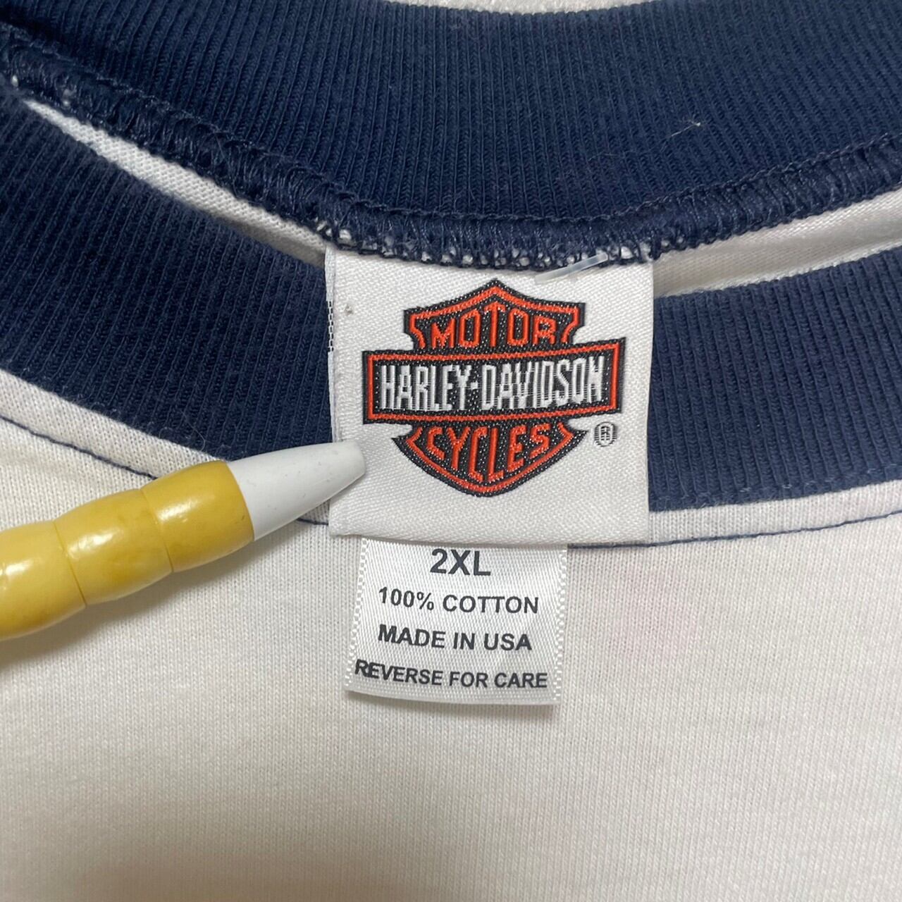 ラグランスリーブ】【両面プリント】HARLEY DAVIDSON 半袖Tシャツ 2XL