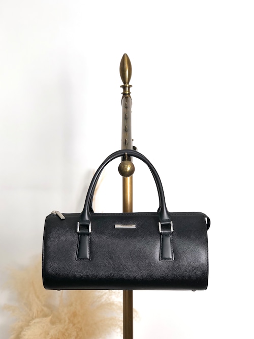 BURBERRY バーバリー ハンドバッグ ブラック プレートロゴ レザー ミニボストン vintage ヴィンテージ オールド 6vdsyy