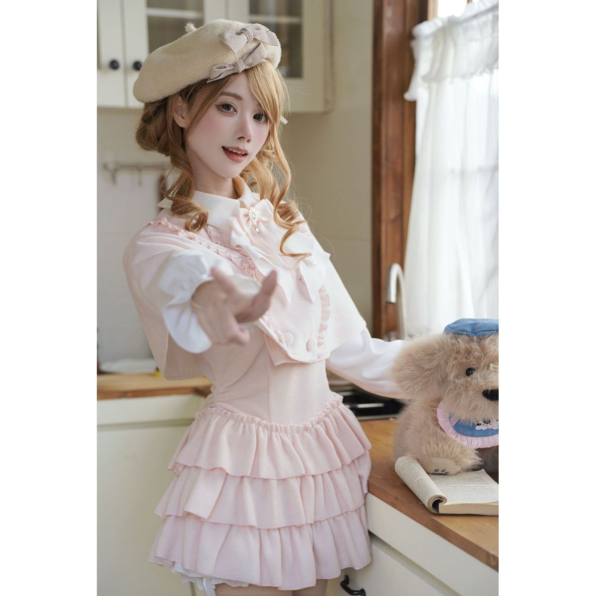 美艶エレガント　ミンク　ケープ&ジレ　セットアップ ms6835-1.jpg