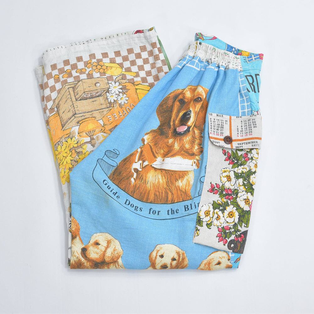 Remakeリメイク ヴィンテージ テキスタイル パッチワーク デザイン 再構築 ルーズシルエット カーゴパンツ ツギハギ 古着 裏地付き W67~85cm