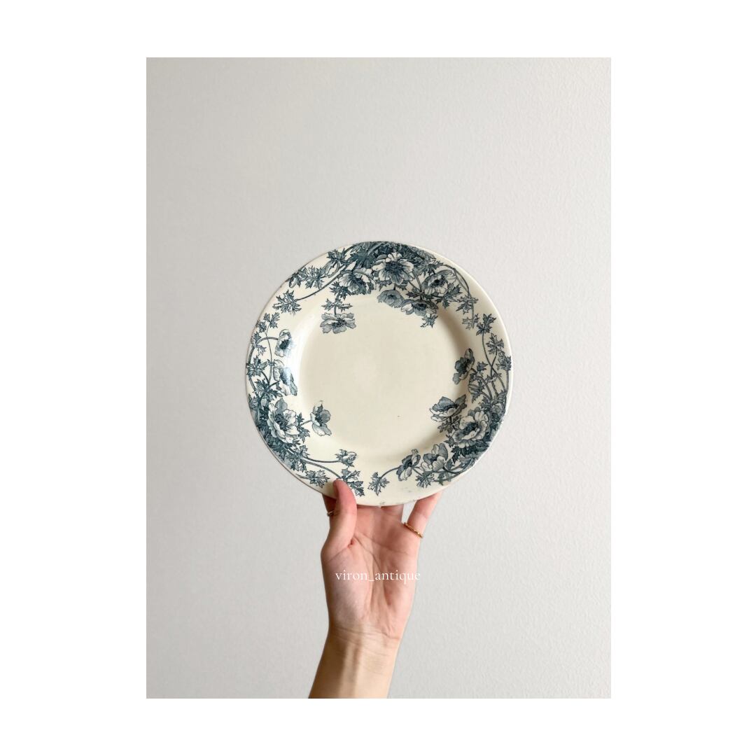 Gien ジアン / “ANEMONES” 愛らしいアネモネの深皿プレート h3.3cm (c)