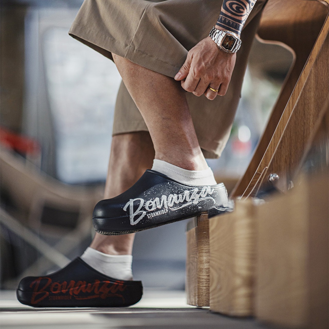 Black Waterproof Clog Sandal Shoes / ブラック ウォータープルーフ クロッグ サンダル シューズ