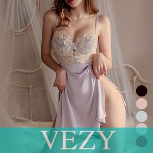 ベビードール セクシーランジェリー部屋着 セクシー 胸元 キャミワンピース 春夏 レースネグリジェ 背中魅せ エッチな下着可愛い ルームウェア サテン風 勝負下着 下着 アンダーウェア ベジー VEZY ItemNo.【19700797 】