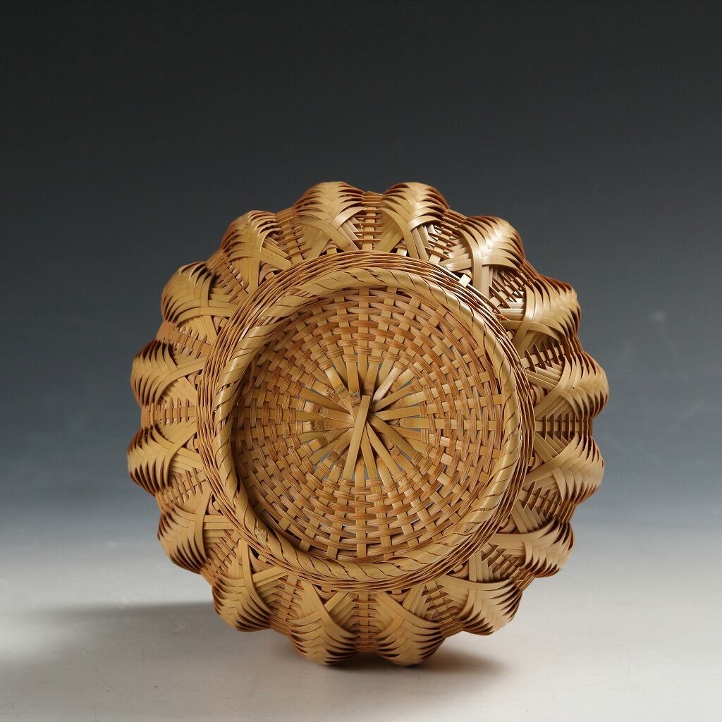 昭和レトロ モダンデザイン 編竹 フラワーベース/ 花器 ヴィンテージ