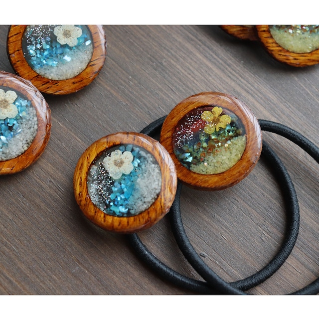 Wood 海ヘアゴム 木 レジン 海 夏 ゴム 髪飾り Makko Woodworks Wood 海ヘアゴム 木 レジン 海 夏 ゴム 髪飾り Makko Woodworks