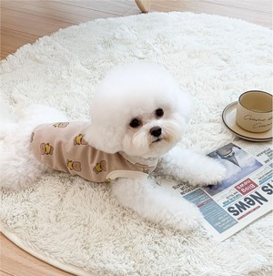 予約  【pecoramou select】Plump Bear T-Shirt Sleeveless（Beige）