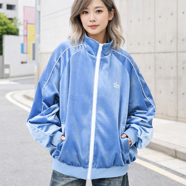 バイカラーパッチアクセントジップブルゾン 2col   R01490