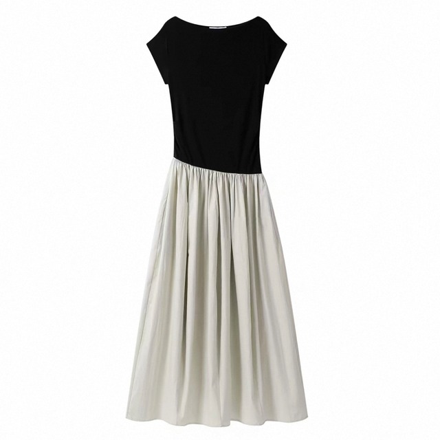 Panelled T-shirt dress［2color］