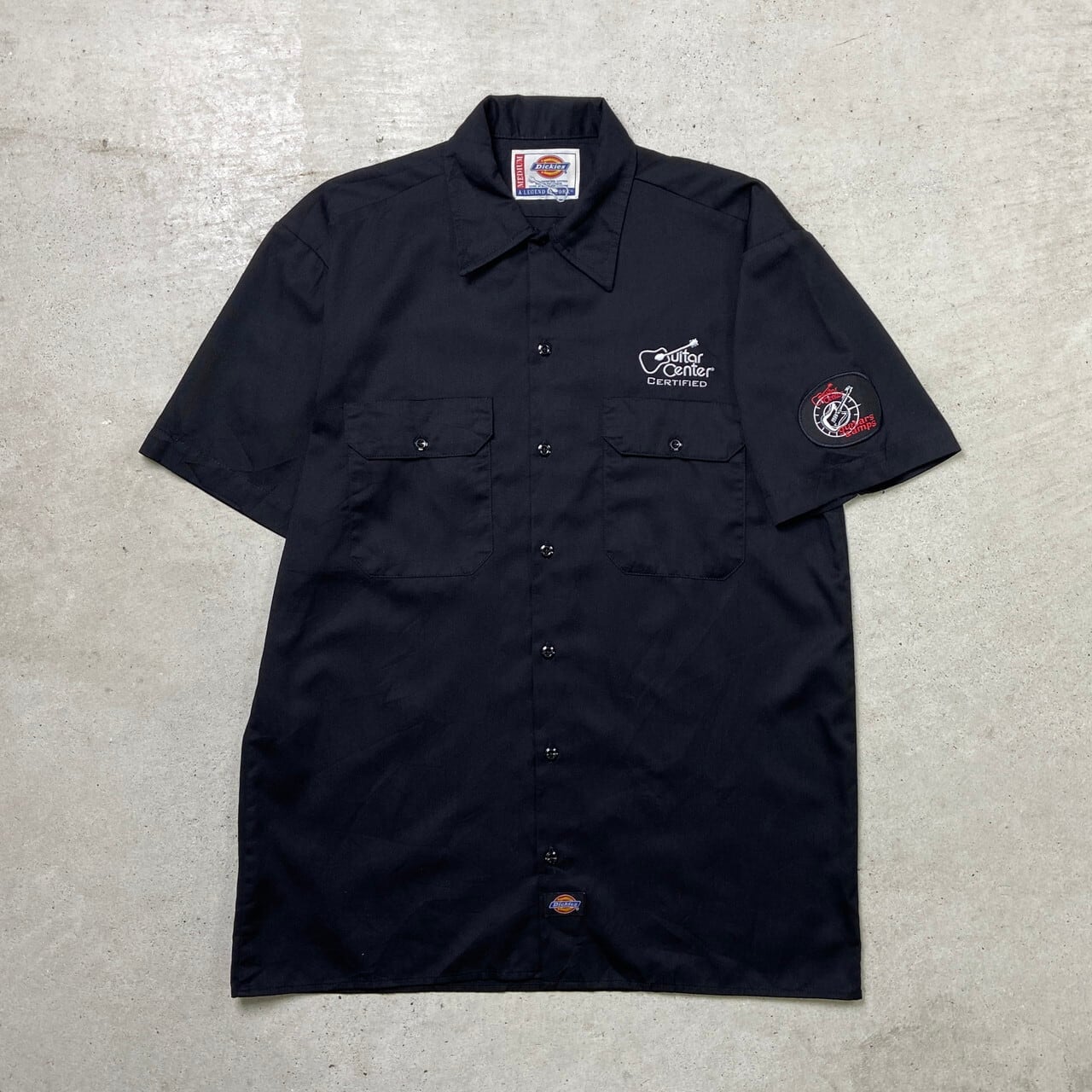 Dickies ディッキーズ 半袖 ワークシャツ 企業ロゴ刺繍 メンズM 古着 