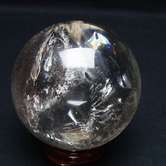 水晶 丸玉 虹入り 64mm スフィア 置物 水晶玉 一点物 151-8818
