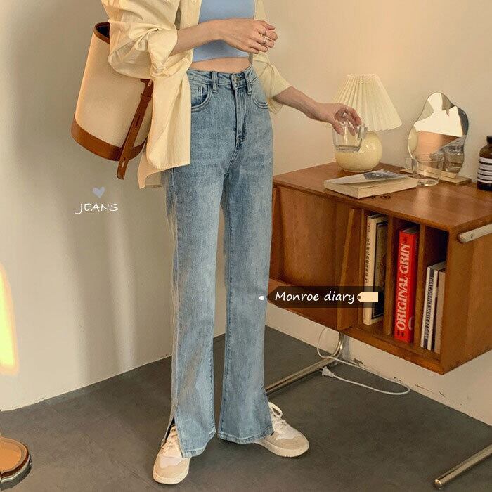 ルーズパンツ ジーンズ オータムハイウェストウェストスリムワイドレッグ 秋物 ワイドパンツ モンロー55943589744