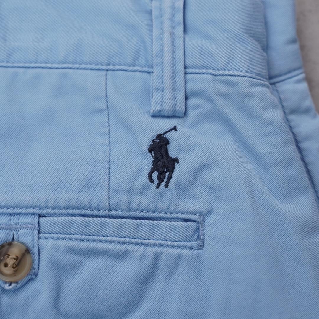 ポロ ラルフローレン W32 ポロチノ チノパン ポニー 刺繍 水色 14912