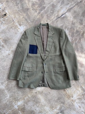 リメイク マギー ドニゴールツイード / Magee Donegal Tweed ウール パッチワーク テーラードジャケット カーキグリーン | Lサイズ相当 | アイルランド製 1960〜1980年代