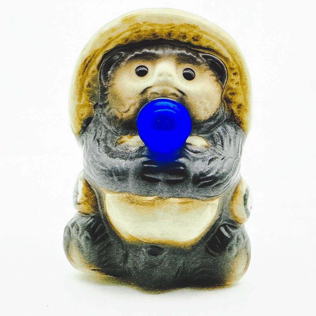 信楽焼・3号ミニ風水狸(青） | 陶器屋まるに本舗