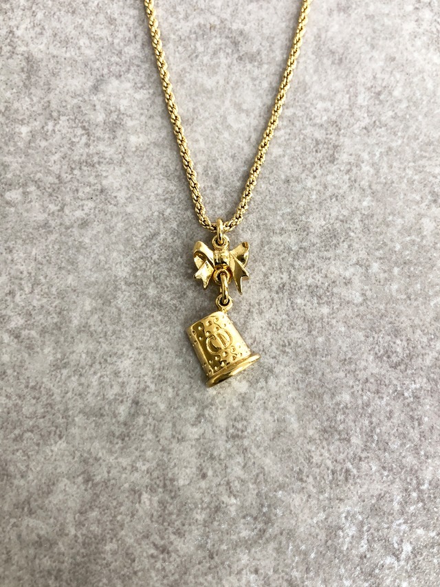 Christian Dior クリスチャン ディオール ネックレス ゴールド リボン ロゴ vintage ヴィンテージ オールド xyjgu5