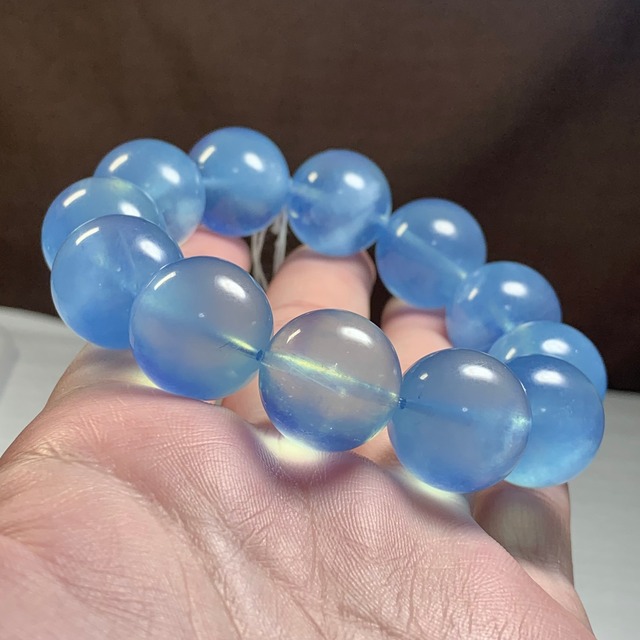 3.希少な大玉☆約17~17.5mm 色濃く透明度高いプレミアム・アクアマリン ブレスレット