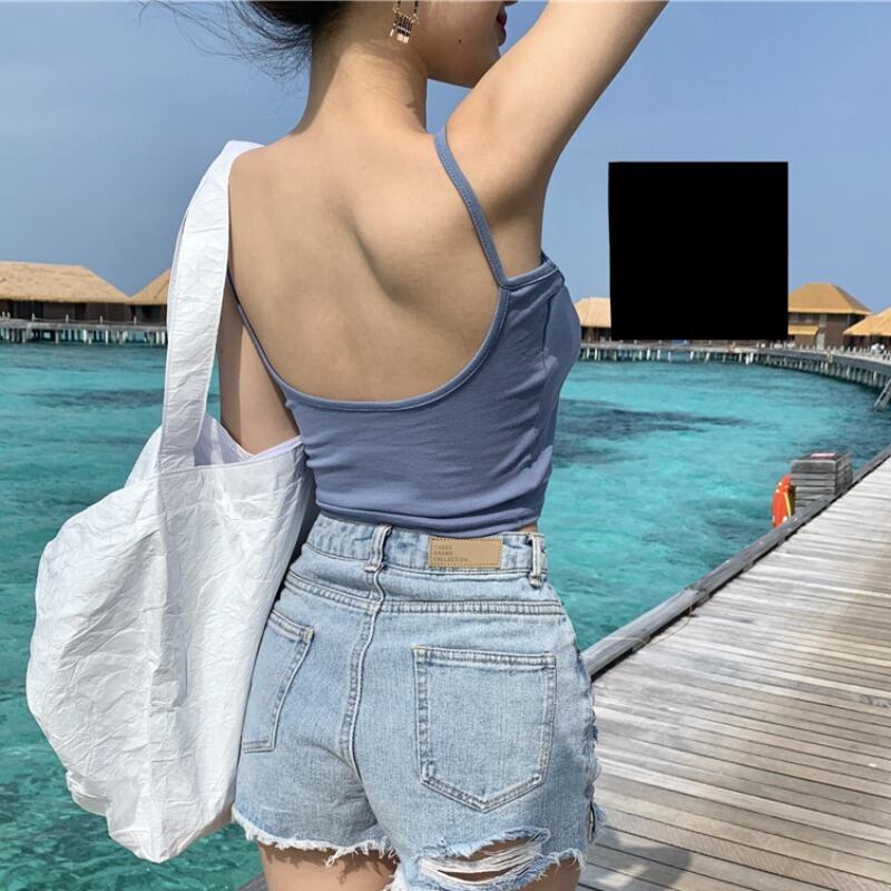 2020年春夏新作キャミソール、ショートホルター、タイトフィットボトミングシャツ、ノースリーブアウタートップ、レディーストレンディ YY-ファッション87571994783