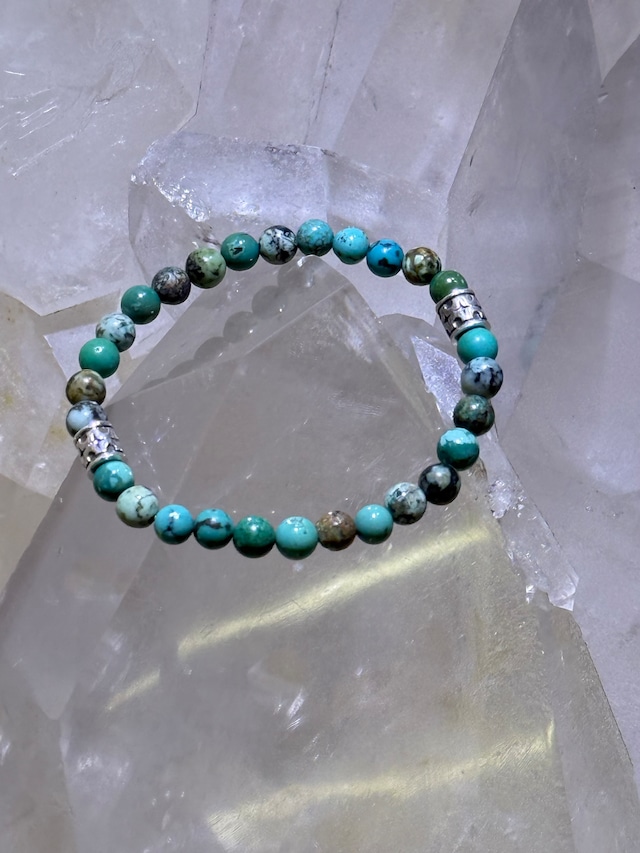 【天然ターコイズ】デザインブレスレット6ミリ