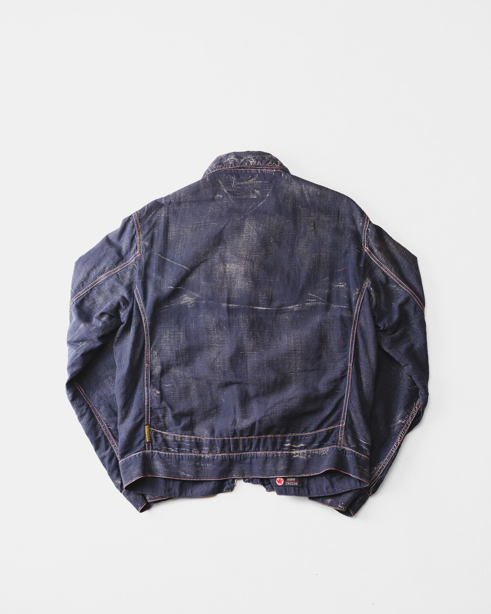 1990's] “ARMANI JEANS” Indigo Hemp Coating Jacket (Made in Italy
