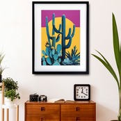覇王樹｜カラフル×レトロポップなサボテンアート｜ヴィンテージ空間を格上げする洗練ポスター｜A2ポスター
